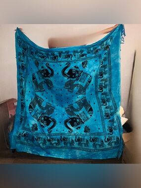 Light Blue Elephant Print Tapestry/picnic blanket